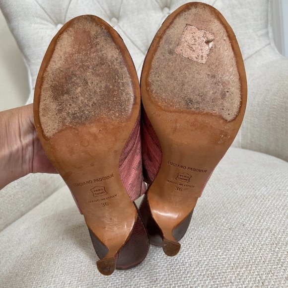 Snakeskin Heels Vintage Leather Pink Stilettos Italian Size 6 36 Luciano Padovan - Picture 11 of 12